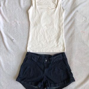 Cute denim shorts, cream tank